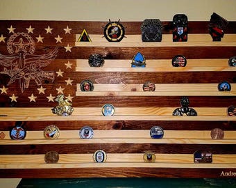 American Flag Challenge Coin Display Swat Logo