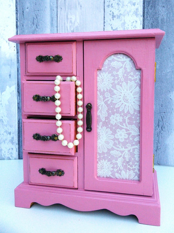 Vintage jewelry box painted jewelry box shabby jewelry box