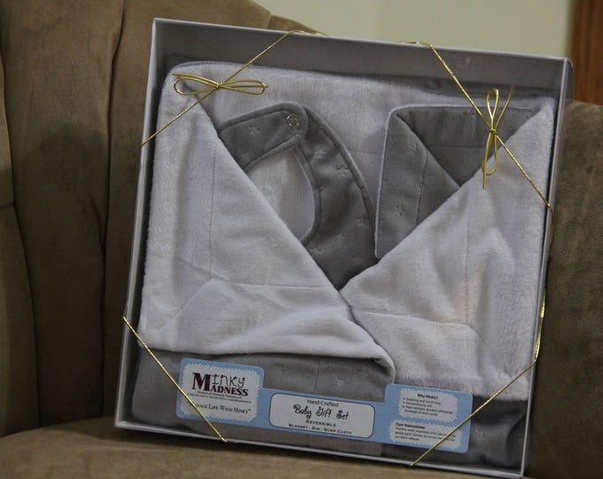 Minky Baby Blanket | Baby Boy Blanket | Baby Shower Gift | Stroller Blanket | Baby Gift Set | New Baby Gift | Newborn Gift | Gift for Baby