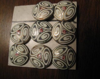 8 small antique enamel button 14 mm