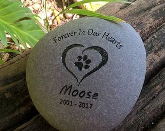 PET CUSTOM ENGRAVED Stone Personalized Pet Memorial stone (Forever In Our Hearts)