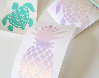 Nautical Decals, Vinyl Decals, Pineapple Decals, Sea turtle Decals, Holographic Vinyl, Bridesmaid Gifts, Wedding Party Decals, Nautical