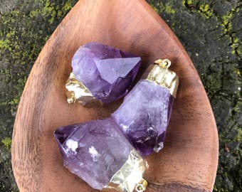 Large Raw Amethyst Necklace Amethyst Pendant Healing Crystals Gift For Her Third Eye Chakra