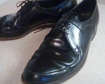 Vintage Black Leather The Curtis Jarmon Wing Tip Oxford Shoes Cushion On Tread