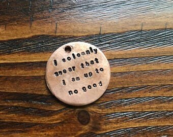 Harry Potter Pet Tag- I Solemnly Swear that I am up to no good - Double Sided