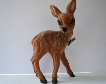 Extra large flocked deer 13 1/2 inches tall