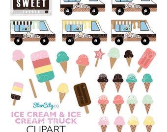 Ice cream clipart, Ice cream Clip Art, Food Truck Graphics, Popsicle clipart, Sweet clipart, Cute Clipart, Commercial Use, instant download