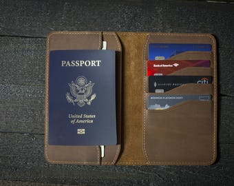 Personalized Leather Passport Wallet, Distressed Leather Travel Wallet, Passport Holder, Leather Passport Cover Sand Brown #2c FREE Shipping
