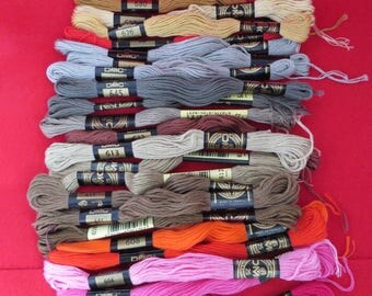 Vintage Lot DMC Cross Stitch Floss, 600 Series Colors, 22 Skeins