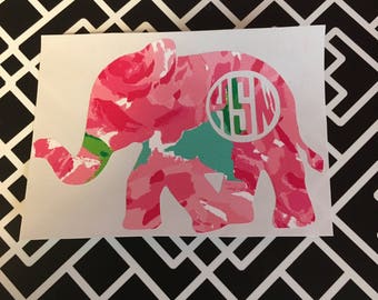 Lilly Pulitzer Elephant Monogram Decal