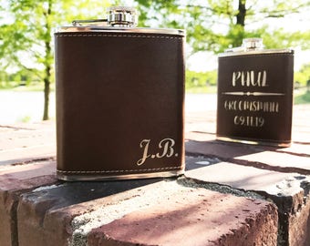 ON SALE-Personalized Flask-Leather Flask-Groomsman Gift-Groomsman Gift Idea-Wedding Accessory-Party Favor-Birthday Gift