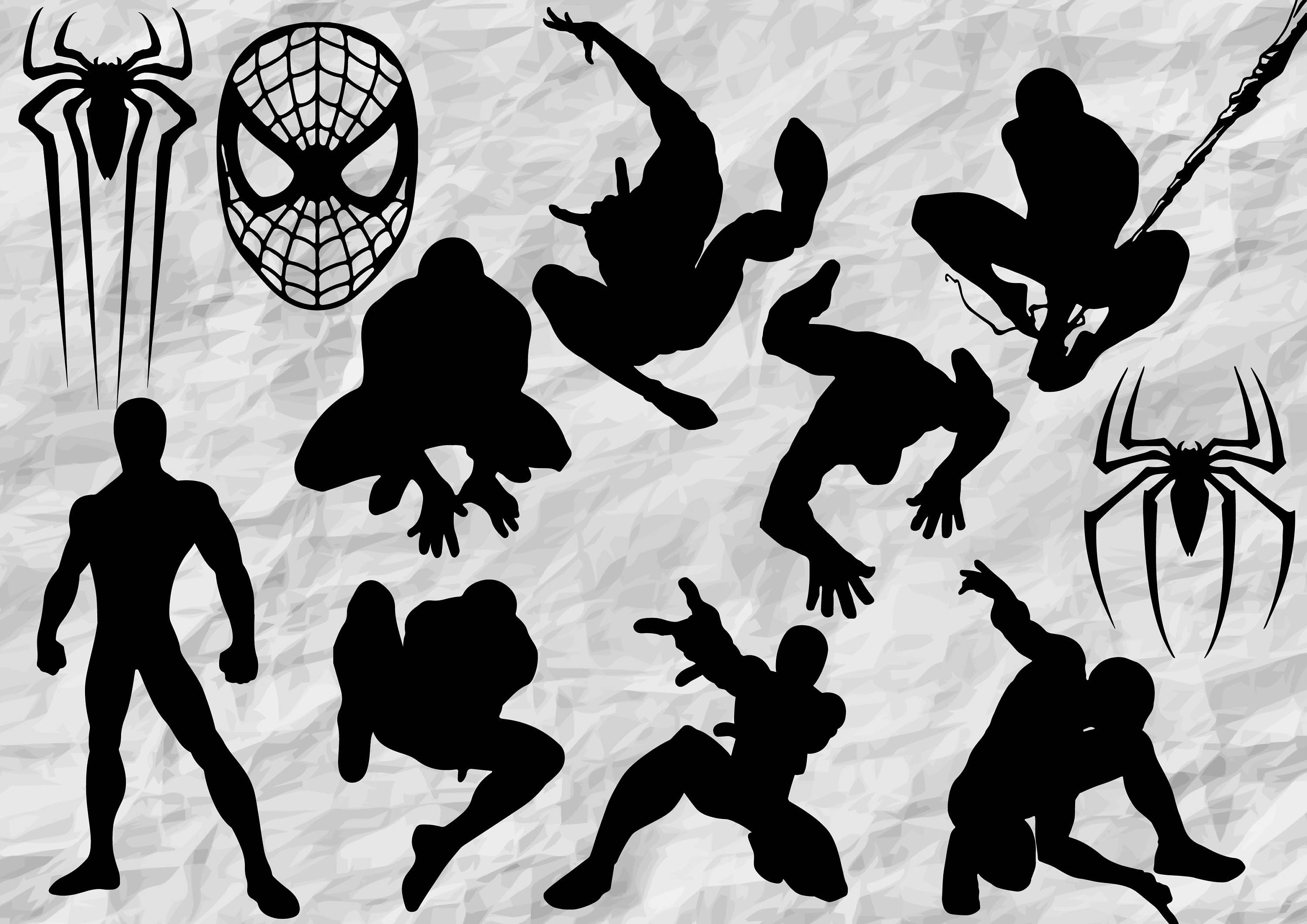 11 Spiderman Silhouetes Spiderman SVG cut files Spiderman