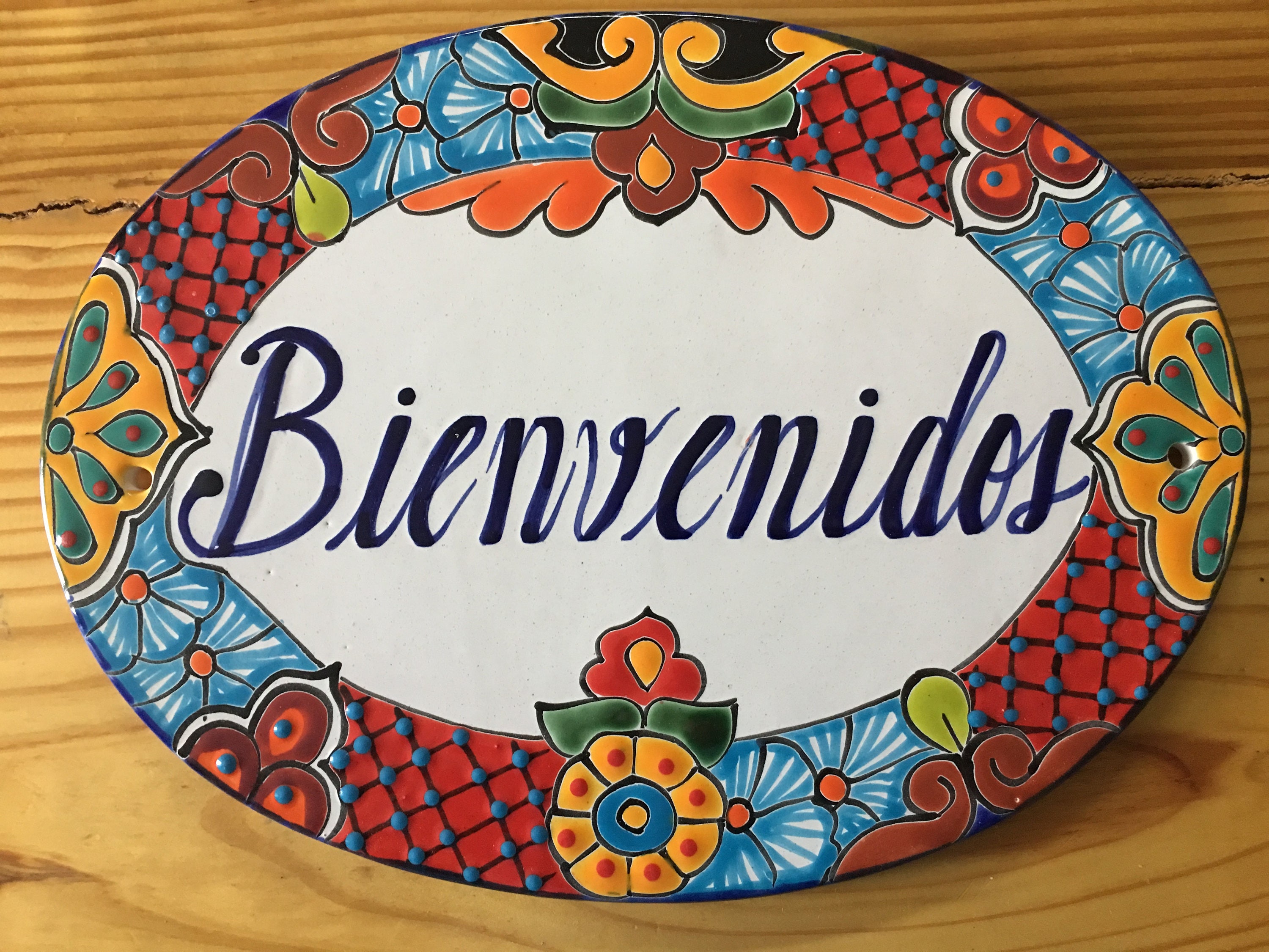 Bienvenidos sign/Talavera welcome sign/ welcome plaque/mexican