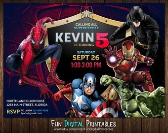 Superhero Invitation, Superhero Birthday Invitation, Superhero Party Invitation, Superhero invitation boy, Spiderman birthday invitation
