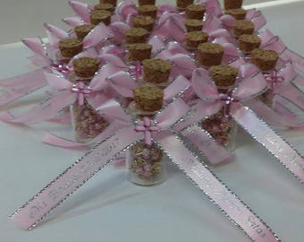 Pink Rosaries/Rosaries inside cork bottle/Christening favor/ Baptism Favor/ Pink/Recuerdos para Bautizo/Pink Baptism Favors/Girl Baptism