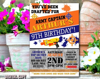 Nerf Gun Invitation,Nerf Gun Birthday, Nerf Gun Party,Nerf Gun Card,Nerf Gun Printable,Nerf Gun Inviations,Nerf Gun Invited,Nerf Gun_BS156