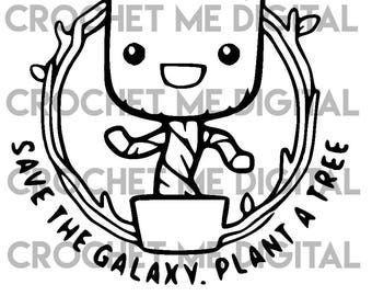 Groot Guardians of the Galaxy Nerd Geeky Save a Tree Silhouette Cutting Cut File SVG, STUDIO3, PNG Bundle Instant Download