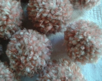 set of 16 antique pink/white/gray tassels handmade