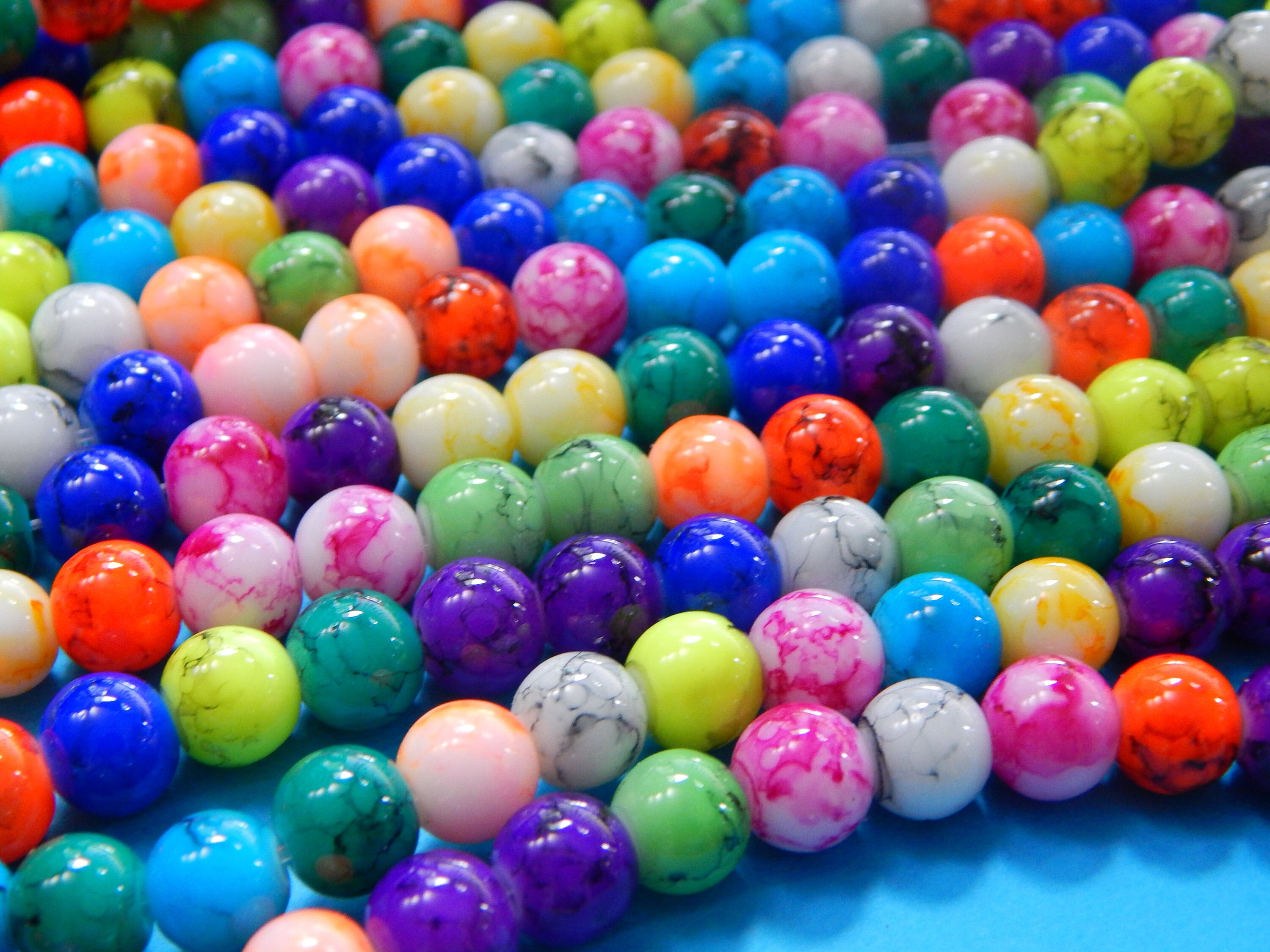 Approx.55, Glass Beads, 8mm Painted Beads, Spray Painted, Mixed Colors