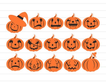 INSTANT DOWNLOAD - Pumpkin, Pumpkin Svg, Pumpkin Faces Clipart, Halloween Pumpkin Svg, Halloween Svg, Pumpkin Clipart, Halloween Clipart