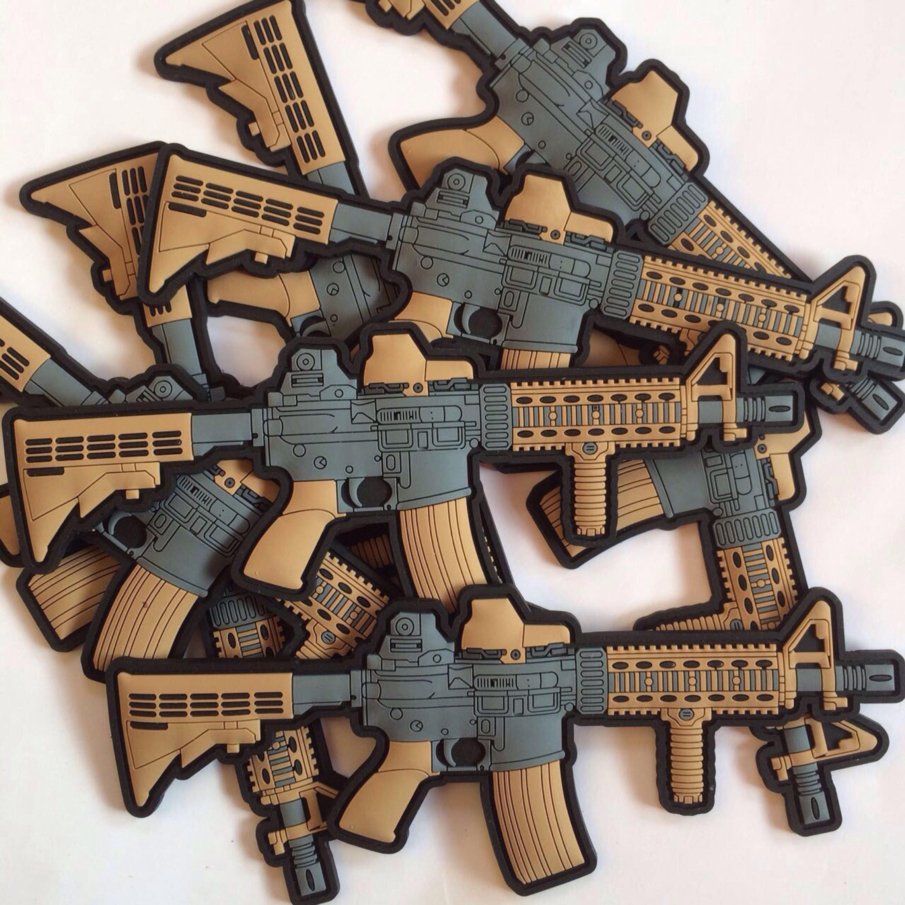 AR M4 MK18 Assault Rifle Gun Backed Velcro Morale PVC Patch