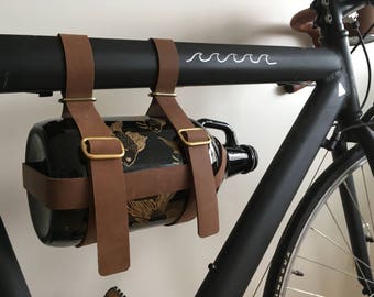 Leather Wine Carrier >> Bike Beer Growler Holder Cover Carrier Bicycle Mounted Leather Wine Carrier >> Bike Beer Growler Holder Cover Carrier Bicycle Mounted