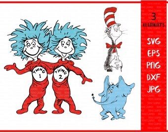 Cat in the hat svg, Dr seuss svg,png,dxf, Thing 1 Svg, Design/Silhouette Cameo/Cricut, Dr Seuss bundle, Files for silhouette, svg for Cricut