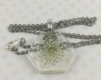 Queen Anne's Lace Hexagon Necklace