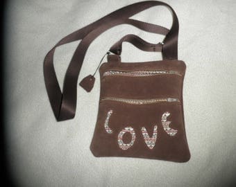 "annie" Chocolate Suede leather bag love