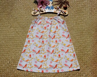 Organic pattern bird cotton strapless dress size 4 years