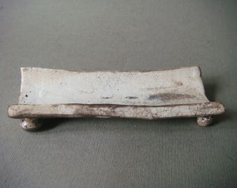 Raku ceramic spoon rest