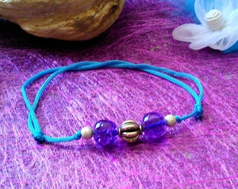 Bracelet purple crackled beads