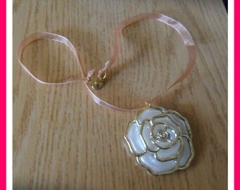 Baby Pink White and Golden Pendant Necklace