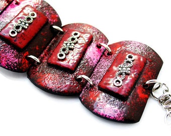 Bracelet burgundy - creation - handmade beads.