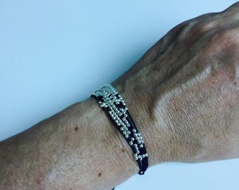 Navy bracelet multi strand blue beads