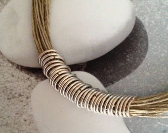 Linen necklace and rings