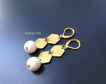 minimalist gold and white magnesite beads