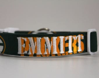 NFL Green Bay Packers Collar, Packers Dog Collar, Personalized Collar, Embroidered Dog Collar, Dog Collar, Green Bay Collar, NFL Dog Collar