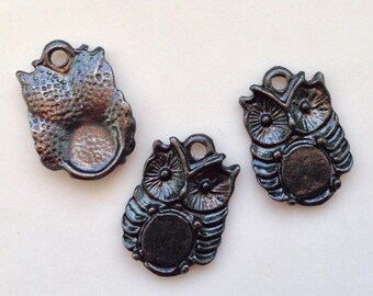 28 / set of 10 black metal OWL brass pendant beads