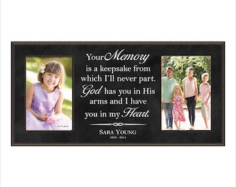 Personalized Memorial Frame, In Loving Memory, Remembrance Frame, "Your memory is a keepsake from which I'll never part, God has you in His"
