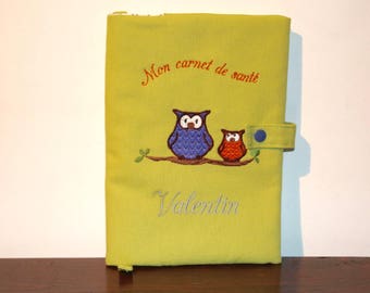 Protects health lime green embroidered 2 owls and personalized