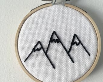 Mountain Embroidered Hoop Art