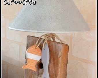 Lampe bois flotté à poser artisanale