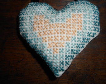 hand embroidered blue heart