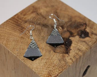 Nice pair of earrings geometric shaped resin (Zebra print)