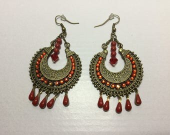 Dangle earrings ethnic style Swarovski Crystal beads