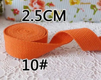2.5 cm wide cotton webbing - orange