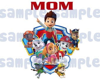 Mom Paw Patrol Iron On Transfer,Paw Patrol Boys Birthday Shirt, Paw Patrol High Resolution Iron On ,INSTANT DOWNLOAD, Digital File