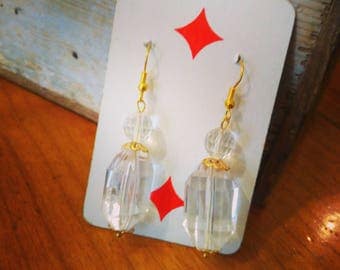 HANDMADE EARRINGS with faceted crystals and gold details