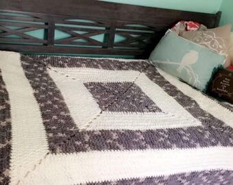 Handmade Crochet Blanket, Ready to ship
